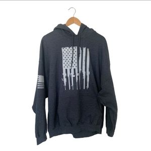 Grunt Style Rifle Flag Hoodie Grey XXL